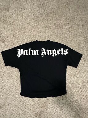 Palm Angels Black Tee with White Gothic Logo